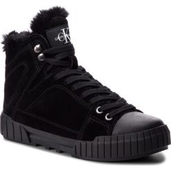 Trampki CALVIN KLEIN JEANS - Bolla RE9772 Black. Czarne półbuty damskie marki Calvin Klein Jeans, bez wzorów, z jeansu, za kostkę, na sznurówki. W wyprzedaży za 399,00 zł.