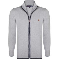 Golfy męskie: Sweter rozpinany w kolorze szarym