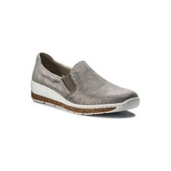 RIEKER 59766-42 Szary. Szare półbuty damskie Rieker, bez wzorów, z materiału, bez obcasa, bez zapięcia. Za 199,99 zł.
