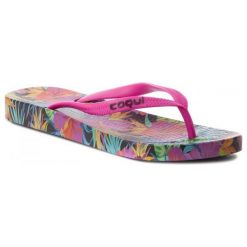 Coqui Japonki Damskie Kaja Jungle Flowers/Fuchsia 41. Różowe klapki damskie Coqui, bez wzorów, bez obcasa. W wyprzedaży za 35,00 zł.