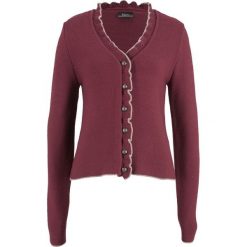 Sweter rozpinany ludowy z falbankami bonprix czerwony klonowy - kamienisty. Czerwone kardigany damskie bonprix. Za 89,99 zł.