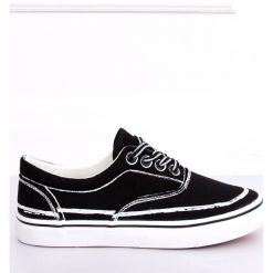 Trampki damskie czarne BS103 Black. Czarne trampki i tenisówki damskie ButyModne, bez wzorów, z tkaniny, na sznurówki. W wyprzedaży za 69,00 zł.