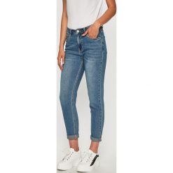Answear - Jeansy. Niebieskie jeansy damskie ANSWEAR, s, bez wzorów, z elastanu, z podwyższonym stanem. W wyprzedaży za 89,90 zł.