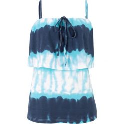 Top shirtowy batikowy bonprix morski z nadrukiem. Niebieskie topy damskie bonprix, z nadrukiem, bez kołnierzyka. Za 27,99 zł.