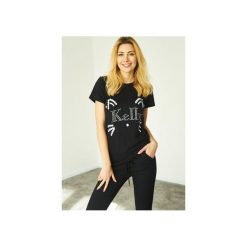 T-shirt Cat Kelly. Czarne t-shirty damskie marki Kelly couronne, xl, z aplikacjami, z bawełny, klasyczne, z okrągłym kołnierzem. Za 79,00 zł.