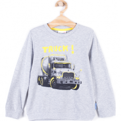 Koszulka. Szare t-shirty chłopięce z długim rękawem TRUCK, z bawełny. Za 29,90 zł.