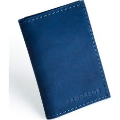 Skórzany cienki portfel slim wallet BRODRENE SW03 granatowy - Granatowy. Niebieskie portfele męskie Brødrene, bez wzorów, ze skóry. Za 63,99 zł.