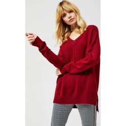 Sweter typu oversize. Czerwone swetry damskie Moodo, xs, bez wzorów, z elastanu, z długim rękawem, długie, bez kaptura. Za 79,99 zł.