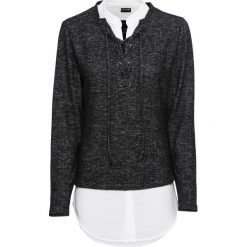 Shirt 2 w 1 bonprix antracytowo-biały melanż. Szare koszulki damskie bonprix, bez wzorów, bez kołnierzyka, bez rękawów. Za 109,99 zł.
