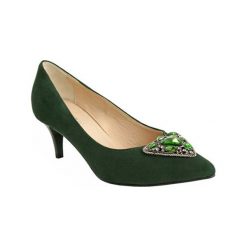 Buty ślubne damskie: Skórzane czółenka w kolorze zielonym
