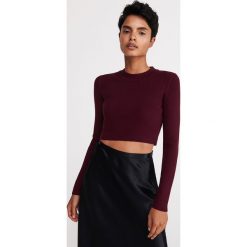 Krótki sweter - Bordowy. Czerwone swetry damskie Reserved, s, bez wzorów, z krótkim rękawem, krótkie, bez kaptura. Za 59,99 zł.