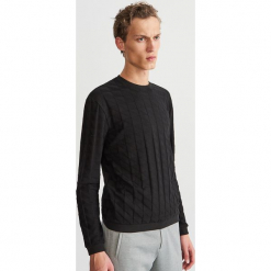 Bluza ze strukturalnej dzianiny - Czarny. Czarne bluzy męskie Reserved, s, bez wzorów, z dzianiny, bez kołnierzyka, bez rękawów, bez kaptura. Za 139,99 zł.