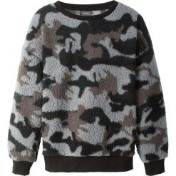 Sweter z polaru sherpa bonprix czarno-szary wzorzysty. Czarne swetry chłopięce bonprix, bez wzorów, z polaru, bez kołnierzyka. Za 59,99 zł.
