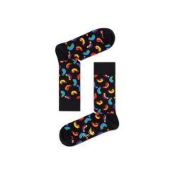 Skarpetki Happy Socks - Junk Food (HOT01-9000). Czarne skarpetki damskie Happy Socks, w kolorowe wzory, z bawełny. Za 34,90 zł.