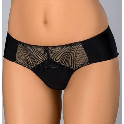 Klasyczne figi Waves Black Beige. Brązowe majtki damskie marki Gaia, z haftami, z bawełny. Za 33,29 zł.