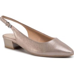 Sandały CAPRICE - 9-29403-24 Taupe Sue.Met 354. Brązowe klapki damskie Caprice, bez wzorów, ze skóry, bez obcasa, na obcasie. W wyprzedaży za 219,00 zł.