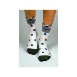 Skarpetki z szarym kotem (w kropki). Szare skarpetki damskie marki Candysox.pl, w kropki. Za 30,00 zł.
