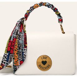 Love Moschino - Torebka. Białe listonoszki damskie Love Moschino, w paski, ze skóry ekologicznej, na ramię, bez dodatków. Za 799,90 zł.