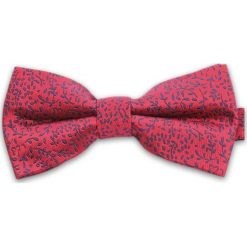 Czerwona Mucha w Granatowe Gałązki - Motyw Florystyczny, Męska MUVRN0001. Czerwone muszki męskie Vernon, na imprezę, w paski, eleganckie. Za 29,00 zł.