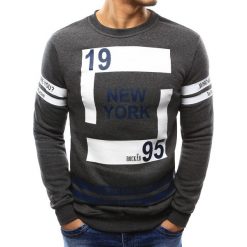 Bluzy męskie: Bluza męska z nadrukiem antracytowa (bx3381)
