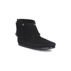 Buty Minnetonka HI TOP BACK ZIP BOOT. Czarne topy damskie marki Minnetonka, bez wzorów, bez kołnierzyka. Za 335,20 zł.