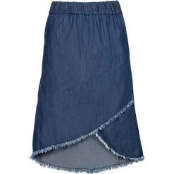 Spódnica dżinsowa z frędzlami bonprix niebieski "stone”. Niebieskie spódniczki damskie bonprix, bez wzorów. Za 42,99 zł.