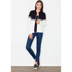 Czarna Bluza na Stójce z Kontrastowymi Pasami. Czarne bluzy damskie Molly.pl, xl, w paski, z dzianiny, bez rękawów, bez kaptura. Za 149,90 zł.