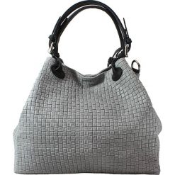 Torebki i plecaki damskie: Skórzana torebka w kolorze szarym – 34 x 29 x 18 cm