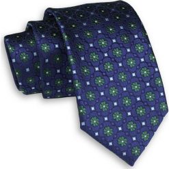 Granatowo-Zielony Elegancki Męski Krawat -ALTIES- 7 cm, Klasyczny, w Kwiatki KRALTS0361. Niebieskie krawaty męskie Alties, w kwiaty, z tkaniny, eleganckie. Za 40,00 zł.