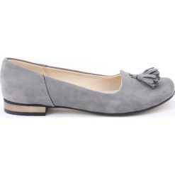 Eleganckie baleriny na obcasie - skóra naturalna - model 009 - kolor grafitowy. Szare baleriny damskie Zapato, bez wzorów, ze skóry, eleganckie, na niskim obcasie, na obcasie. W wyprzedaży za 173,40 zł.