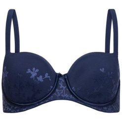 Biustonosz z fiszbiną Triumph 10153934. Niebieskie biustonosze Triumph, bez wzorów, z elastanu. Za 169,00 zł.