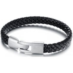 Bransoletki męskie: Troli Czarna Męska Bransoletka Pleciona Leather