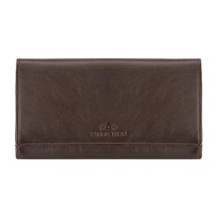 Portfele damskie: Skórzany portfel w kolorze brązowym – (D)18,5 x (S)10 cm