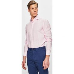 Trussardi Jeans - Koszula. Różowe koszule męskie Trussardi Jeans, bez wzorów, z bawełny, casualowe, z włoskim kołnierzykiem, z długim rękawem. W wyprzedaży za 169,90 zł.