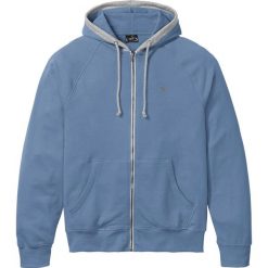 Bluza rozpinana z kapturem bonprix niebieski dżins. Niebieskie bluzy męskie bonprix, s, bez wzorów, z kapturem, bez rękawów, z kapturem. Za 89,99 zł.