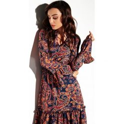 Sukienka MIDI z falbankami LG508 druk 2 _wielokolorowy. Sukienki damskie Tagless, na zimę, s, bez wzorów, z falbankami, bez rękawów, midi. Za 239,90 zł.