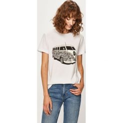 Answear - T-shirt. Białe bluzki damskie ANSWEAR, s, z nadrukiem, z bawełny, z okrągłym kołnierzem. Za 49,90 zł.