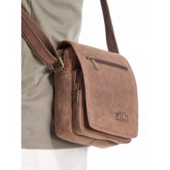 Skórzana saszetka męska torba na ramię listonoszka. Żółte torby męskie skórzane ALWAYS WILD, w paski, ze skóry, eleganckie. Za 121,90 zł.