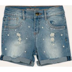 Guess Jeans - Szorty dziecięce 118-175 cm. Niebieskie spodenki dziewczęce Guess Jeans, z aplikacjami, z elastanu. Za 219,90 zł.