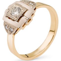 Piękny Pierścionek - , Brylant 0,16ct. Żółte pierścionki damskie marki W.KRUK, z brylantem, złote. Za 4090,00 zł.