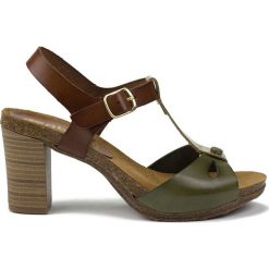 Sandały damskie: Skórzane sandały w kolorze khaki