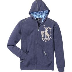 Bluzy męskie: Bluza rozpinana z ludowym motywem bonprix niebieski melanż