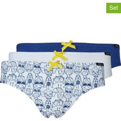 Figi (3 pary) w kolorze granatowo-miętowo-białym. Niebieskie majtki dziewczęce Skiny Girls. W wyprzedaży za 37,95 zł.