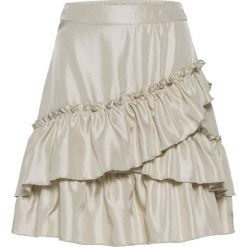 Spódnica z materiału w optyce satyny bonprix beżowy. Brązowe spódniczki damskie bonprix, bez wzorów, z satyny. Za 54,99 zł.