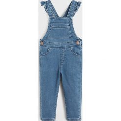 Mango Kids - Ogrodniczki dziecięce Emille 80-104 cm. Niebieskie kombinezony dziewczęce Mango Kids, bez wzorów, z elastanu, bez rękawów. Za 89,90 zł.