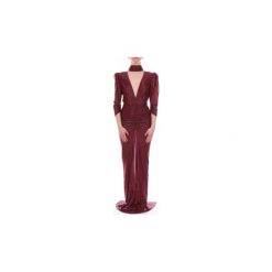Sukienki długie Elisabetta Franchi AB58688E2. Fioletowe sukienki damskie Elisabetta Franchi, bez wzorów, bez kołnierzyka, bez rękawów, długie. Za 1225,20 zł.