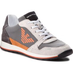 Sneakersy EMPORIO ARMANI - XYX003 XOC01 A179 Wht/Lgrey/Aprc/Dgrey. Szare półbuty damskie Emporio Armani, ze skóry. W wyprzedaży za 469,00 zł.