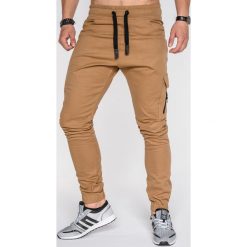 SPODNIE MĘSKIE JOGGERY P391 - RUDE. Brązowe joggery męskie Ombre Clothing. Za 53,00 zł.