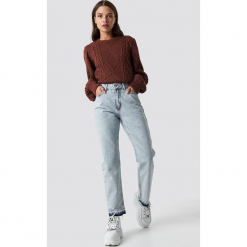 NA-KD Jeansy Open Hem - Blue. Niebieskie spodnie z wysokim stanem NA-KD, z jeansu. Za 80,95 zł.