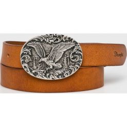 Wrangler - Pasek skórzany. Żółte paski damskie marki Wrangler, w paski, ze skóry. Za 189,90 zł.